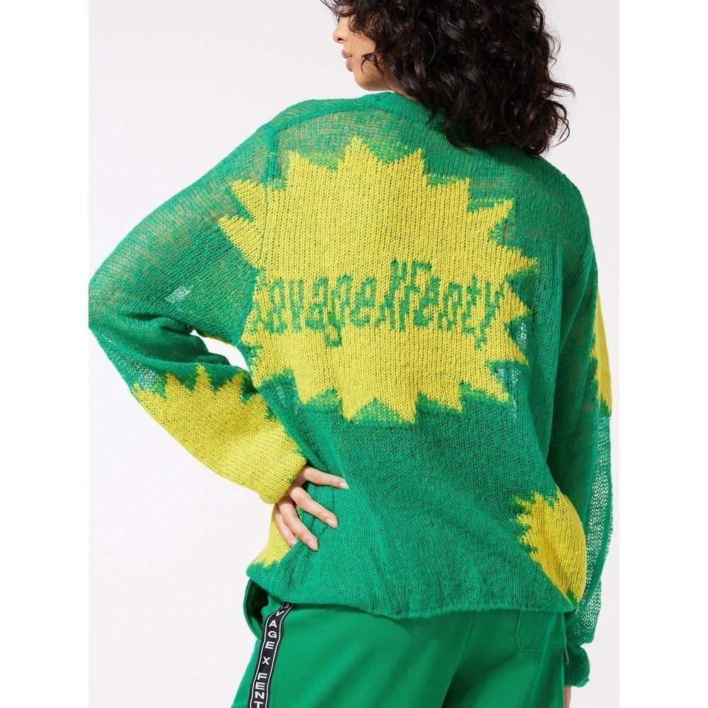 Savage X Fenty Knittin Pretty Loose Knit Unisex Sweater. Green Light. Sz XS. NWT - Picture 14 of 14